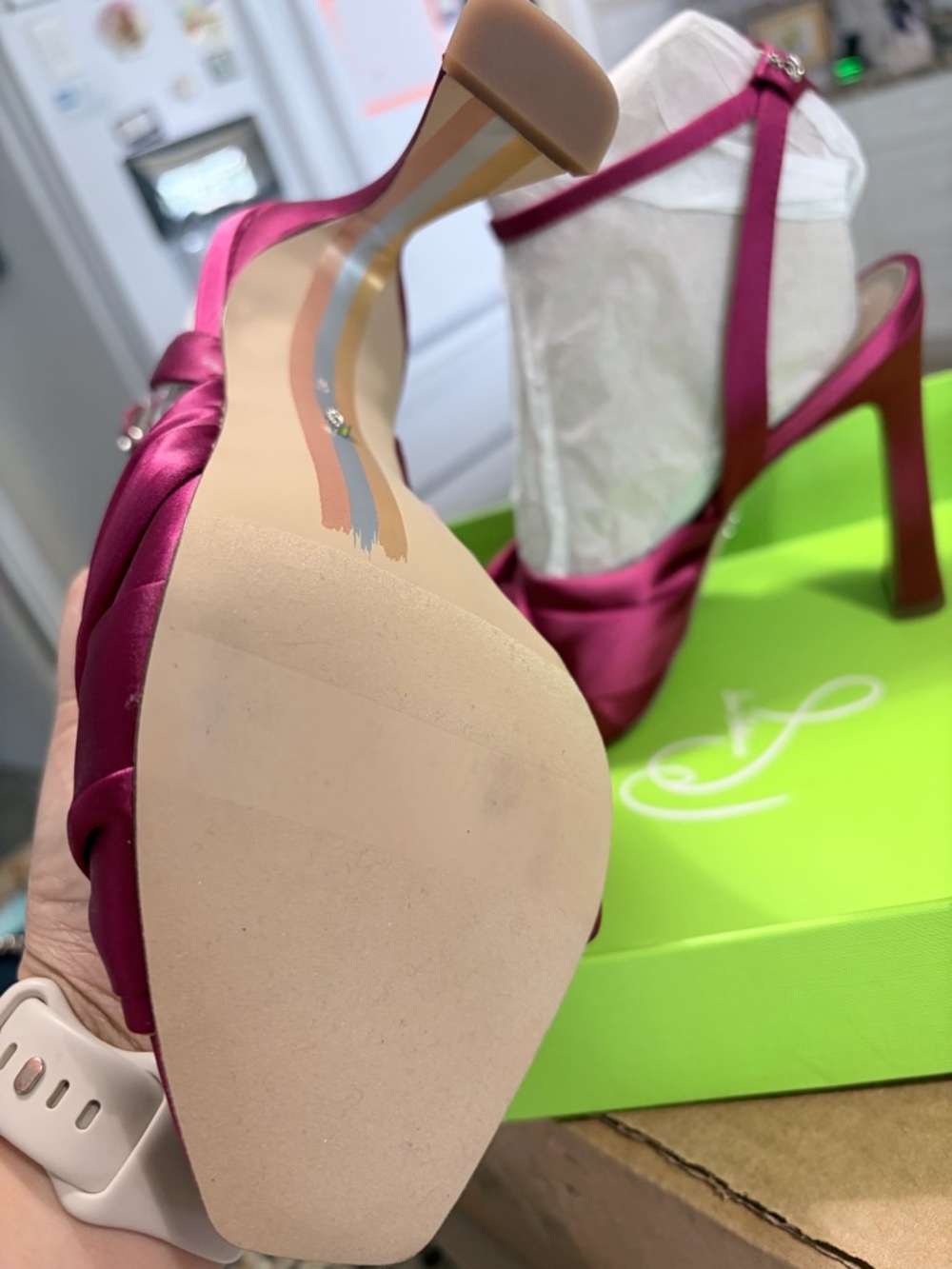 Sam Edelman Raspberry Satin Heels - Picture 4 of 10